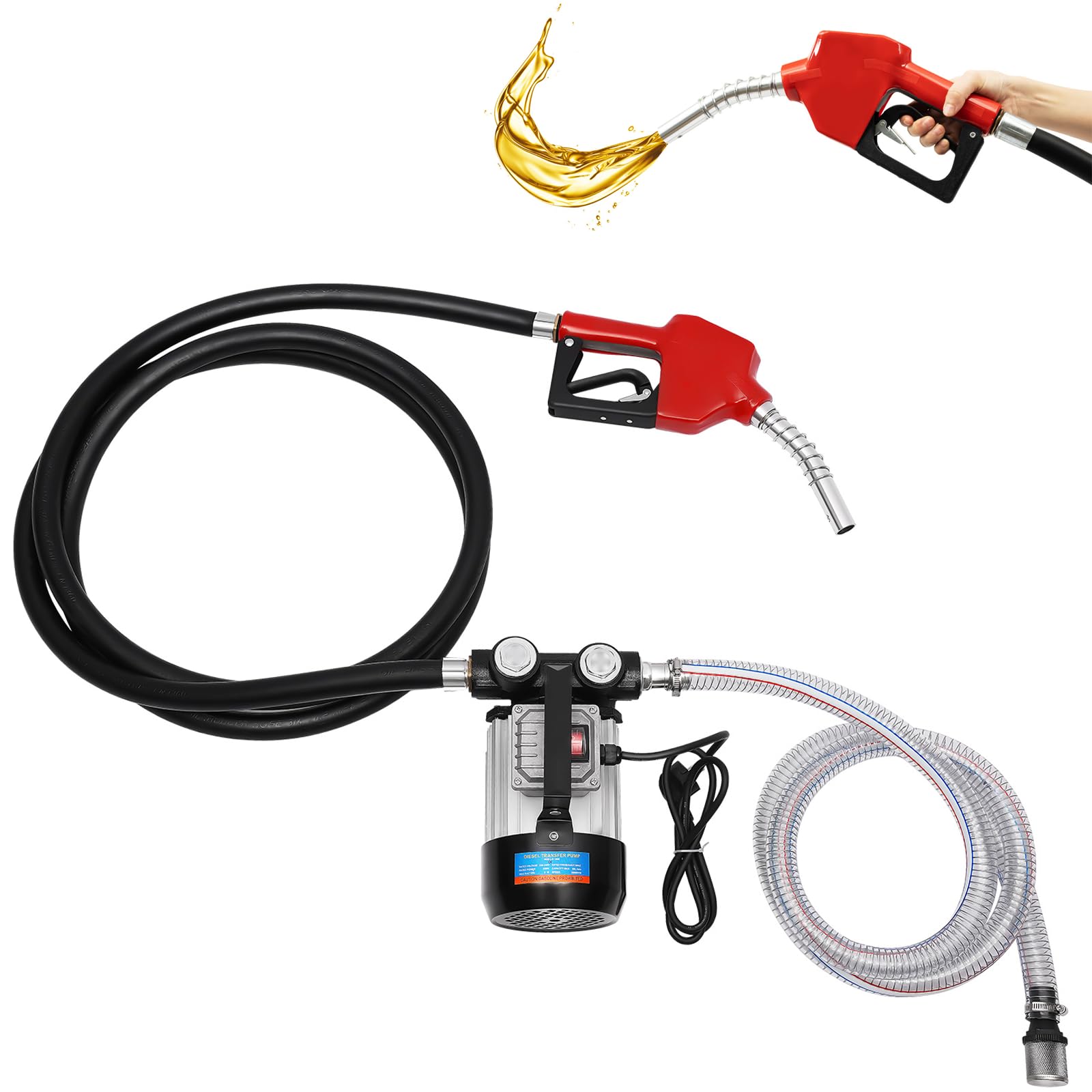 Dieselpumpe Selbstansaugend 230V Heizölpumpe 550W 60L/min Bio Ölpumpe Automatik Pistole Kraftstoffpumpen mit Schlauch