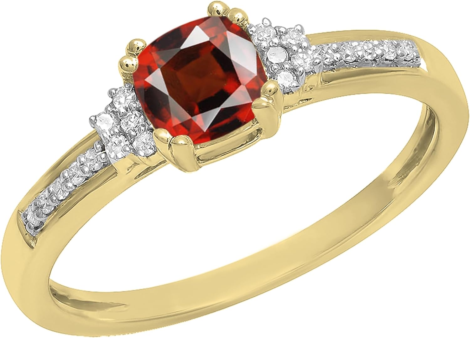 Dazzlingrock Collection 14K 5 MM Cushion Gemstone And Round Diamond Bridal Engagement Ring, Yellow Gold