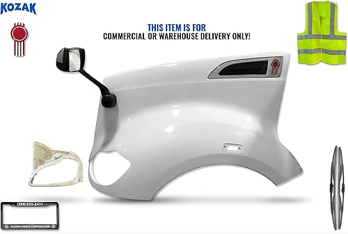 Miniatura 2 de KOZAK Guardabarros de capó de servicio largo (lado izquierdo del conductor) con marco de esquina, entrada de aire y espejos cromados para capó