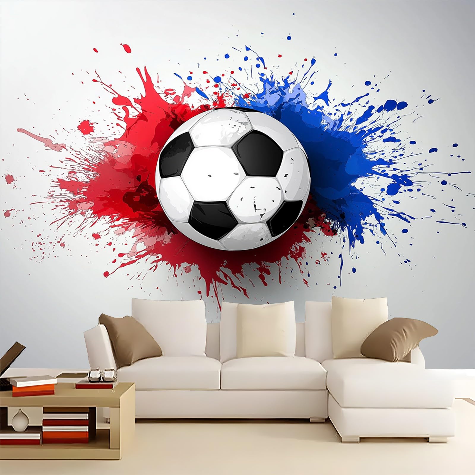 Panoramiczna niestandardowa tapeta 3D, 250 x 175 cm, plakat ścienny, sport, piłka nożna, farba, tapeta mural do sypialni, salonu, pokoju dziecięcego, dekoracja, szara fototapeta