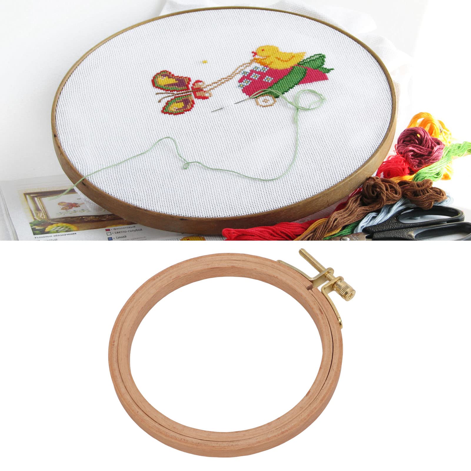 6 Telai Da Ricamo In Bambù - Cerchi Regolabili Per Cucito E Arte (3-8 Pollici) - Foto 2