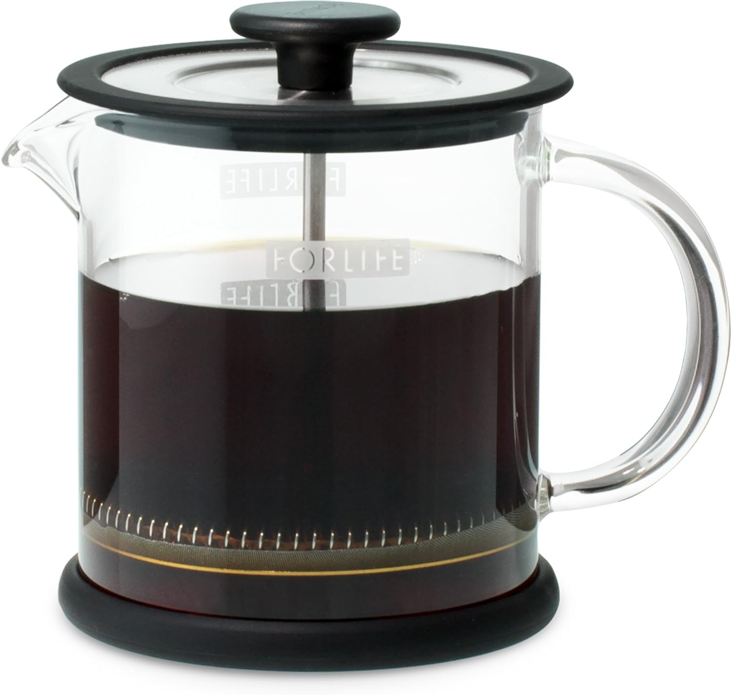 FORLIFE Cafe Style Glass Coffee/Tea Press, 16-Ounce, Black