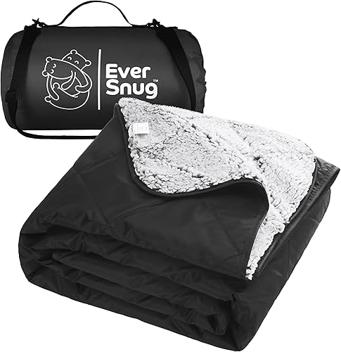 EverSnug Manta de camping impermeable Sherpa  Extra gruesa y cálida, manta grande de forro polar sherpa para exteriores, para campamento, picnic,