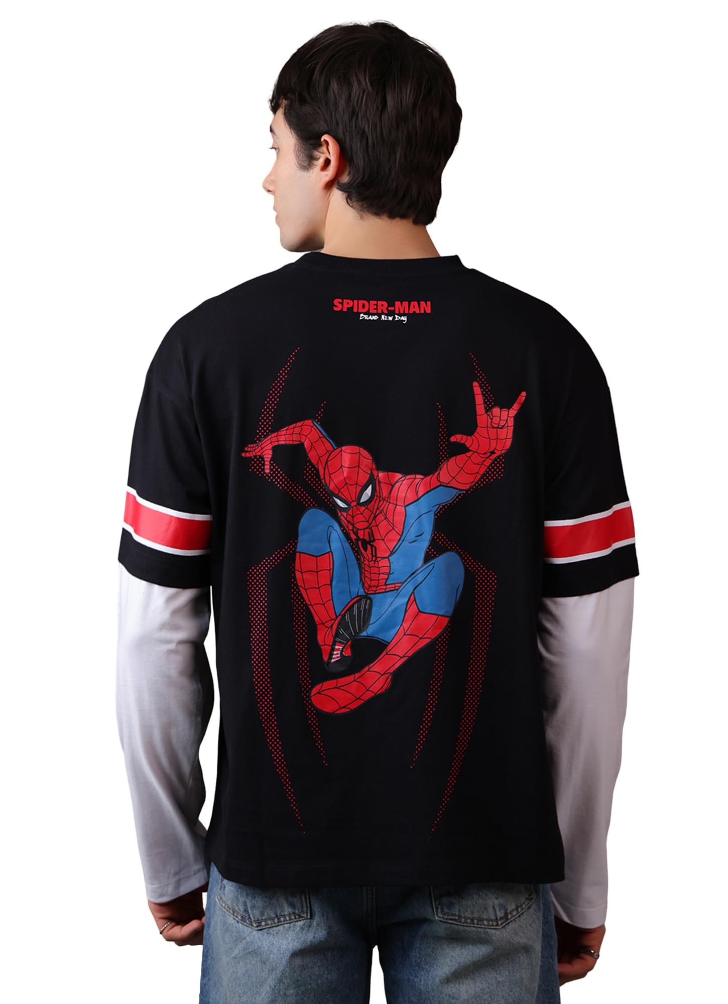 Official Marvel Spider-Man Brand New Day Printed Men Relaxed Fit T-Shirt Black Pure Cotton Fabric Full Layered Double Sleeve Casual Summer Graphic Tee-image-49