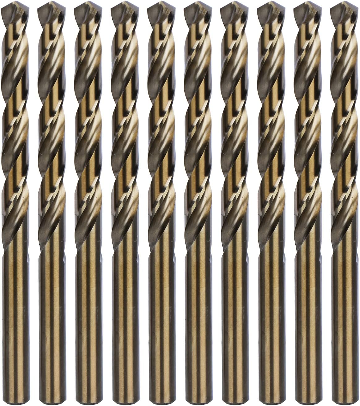 amoolo 5/16" Cobalt Drill Bit(10pcs), M35 HSS Metal Drill Bit Set for Hard Metal, Stainless Steel, Cast Iron Box of 10