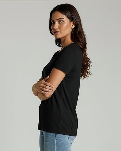 Miniatura 4 de Paquete de 4 camisetas de algodón de manga corta con cuello redondo para mujer disponible en tallas grandes