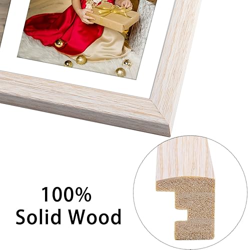 Miniatura 5 de Golden State Art, Marco de madera blanca envejecida de 12 x 19 pulgadas con paspartú blanco Muestra dos fotos de 8 x 10 Vidrio real, colgador de