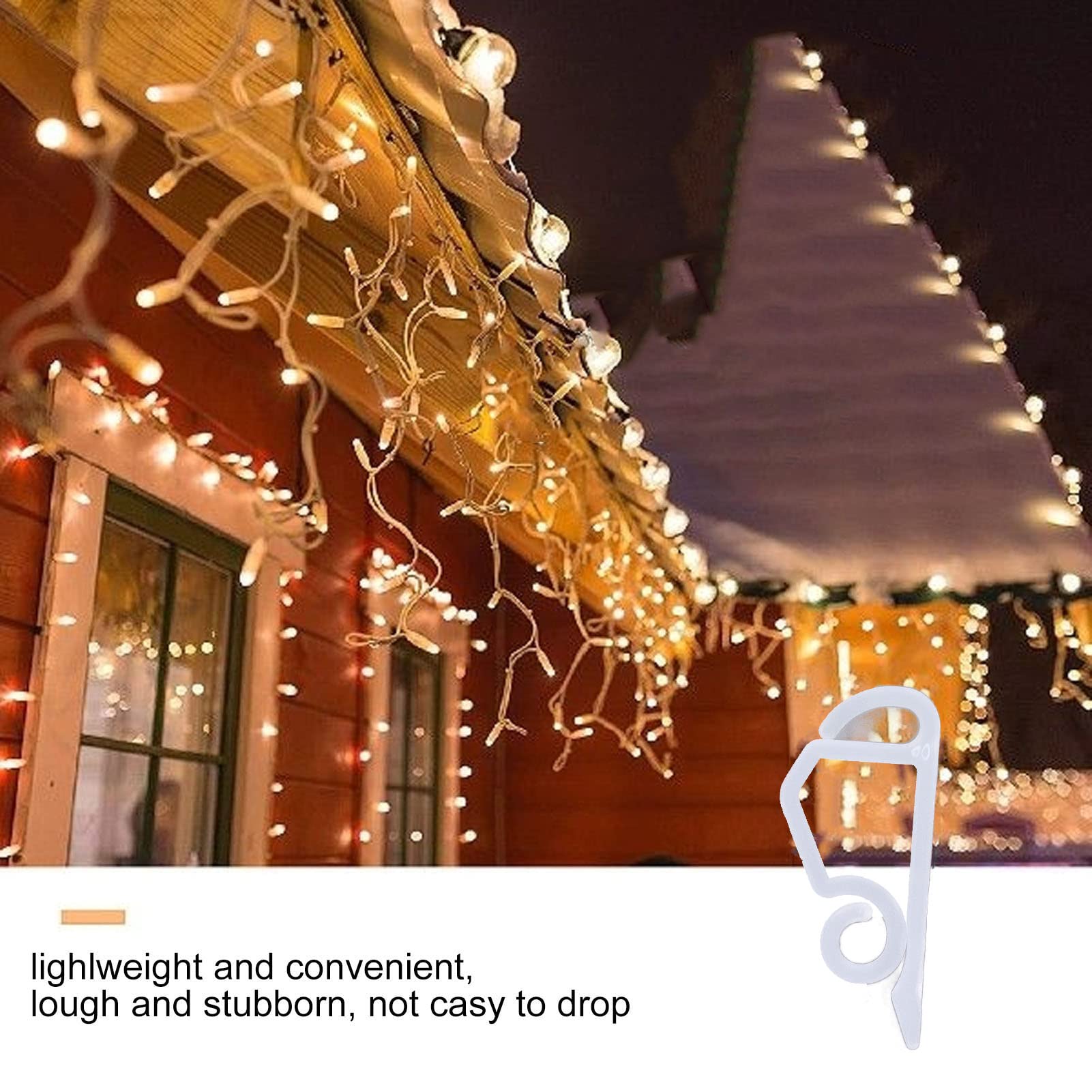 Weihnachtsbeleuchtung, Dachrinnen-Clips, Licht-Clip, Baum-Licht-Baum-Haken, äußere Lichterkette, Kunststoff-Licht-Haken (Weiß)