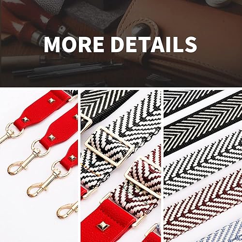 Miniatura 7 de Correa de repuesto ajustable para bolso cruzado ancho para bolsa de hombro con correas de sarga a rayas, Blanco Azul-rojo, Classic