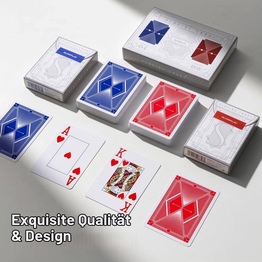 SLOWPLAY 100% Plastik-Spielkarten Gen 2, 10 Decks (Rot/Blau)