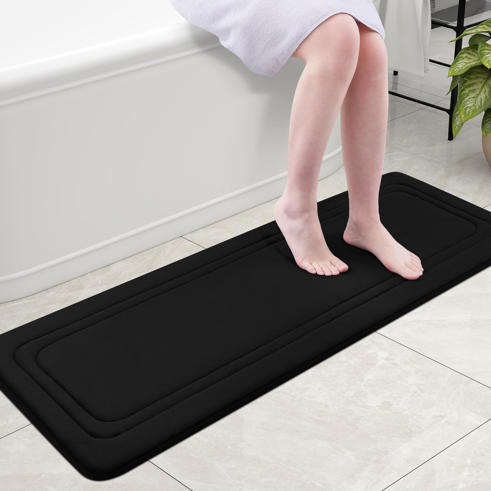Grandaily Memory Foam Bath Mat Rug 47x17, Ultra Soft, Non-Slip and Absorbent Bathroom Rugs, Machine Wash Dry, Comfortable Bath Carpet for Bathroom