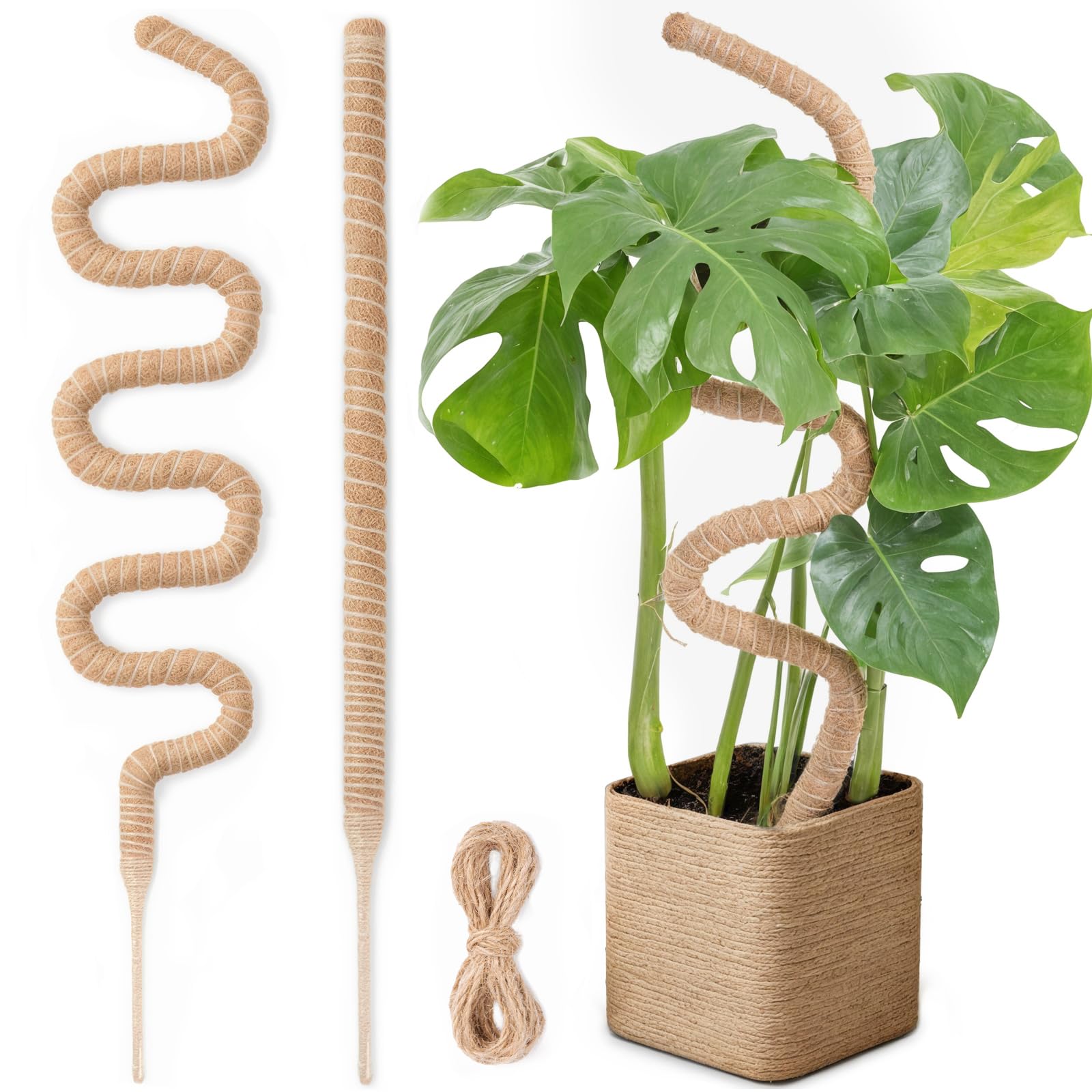 2 PCs of 63 Inch / 160CM Bendable Moss Pole for Plants Garden Sage Monstera Cheese Plants Moss Pole kit