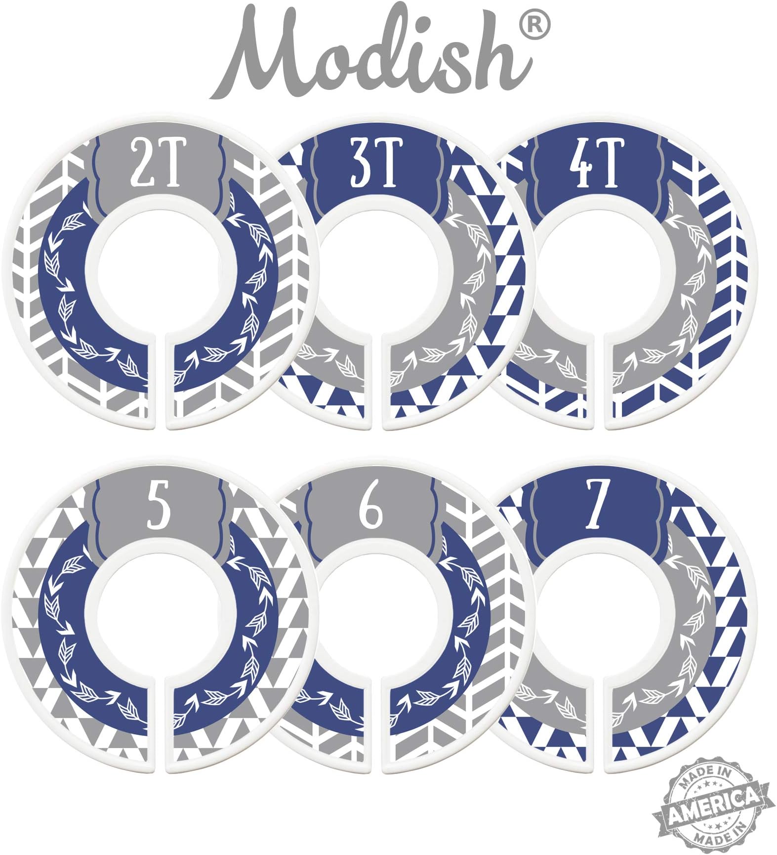 Toddler Child Closet Dividers, Closet Organizers, Toddler Size Dividers, Young Child Size Dividers, Boy, Woodland, Arrow, Tribal, Navy Blue, Gray, Grey (Toddler/Child)