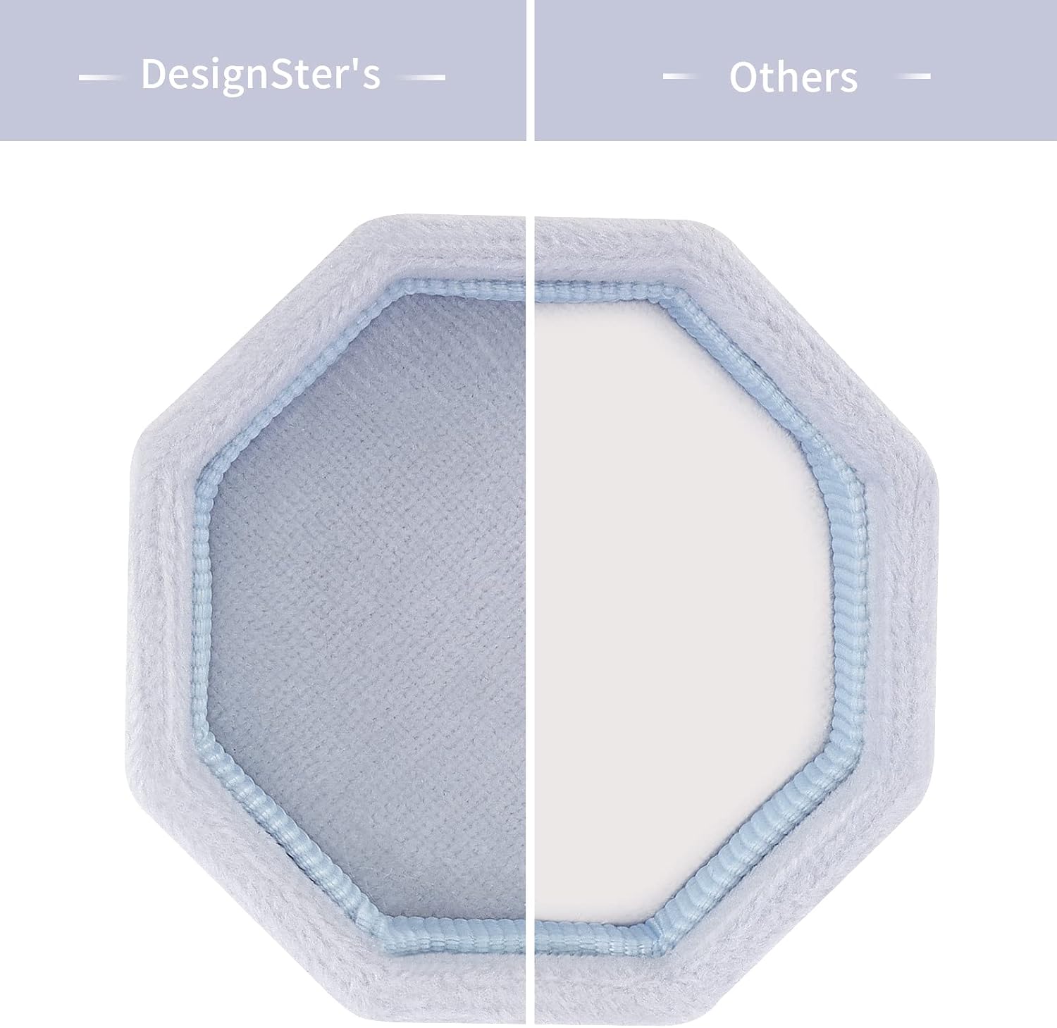 DesignSter Octagon Velvet Ring Bearer Box - Premium Gorgeous Vintage Double Ring Display Holder with Detachable Lid for Proposal, Engagement, Wedding, Ceremony(Light Blue) image 2