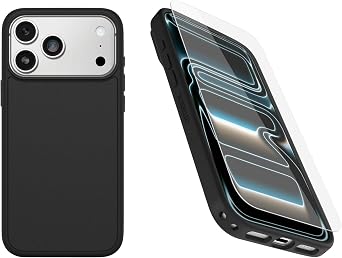 OtterBox iPhone 17 Pro Max Only Bundle Symmetry Series+ Case & Screen Protector - Black - Snaps to MagSafe - Ultra-Sleek - Raised Edges Protect Camera & Screen - Non-Retail Packaging