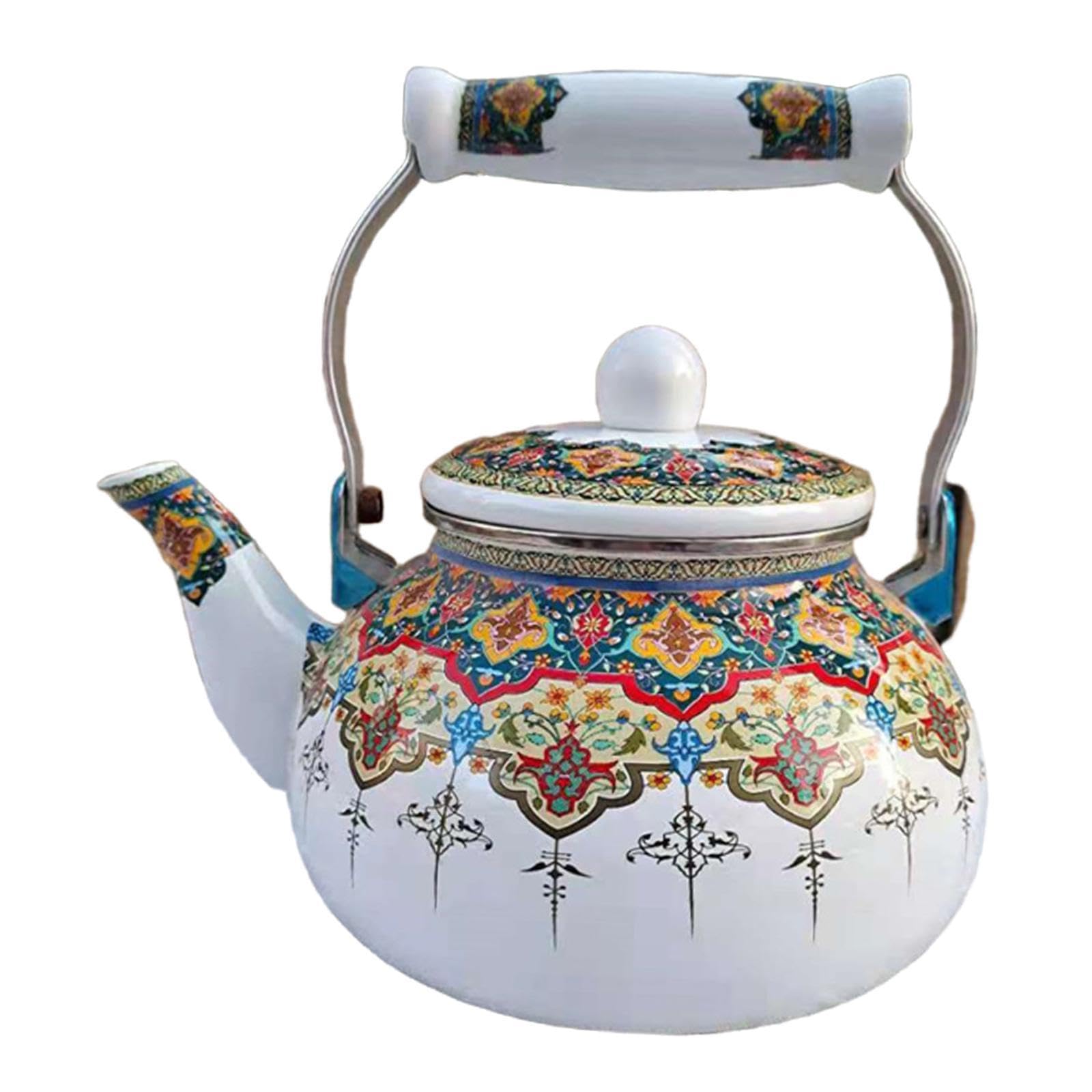 Casserole en émail épais de haute qualité avec finitions florales pour thé et infusions