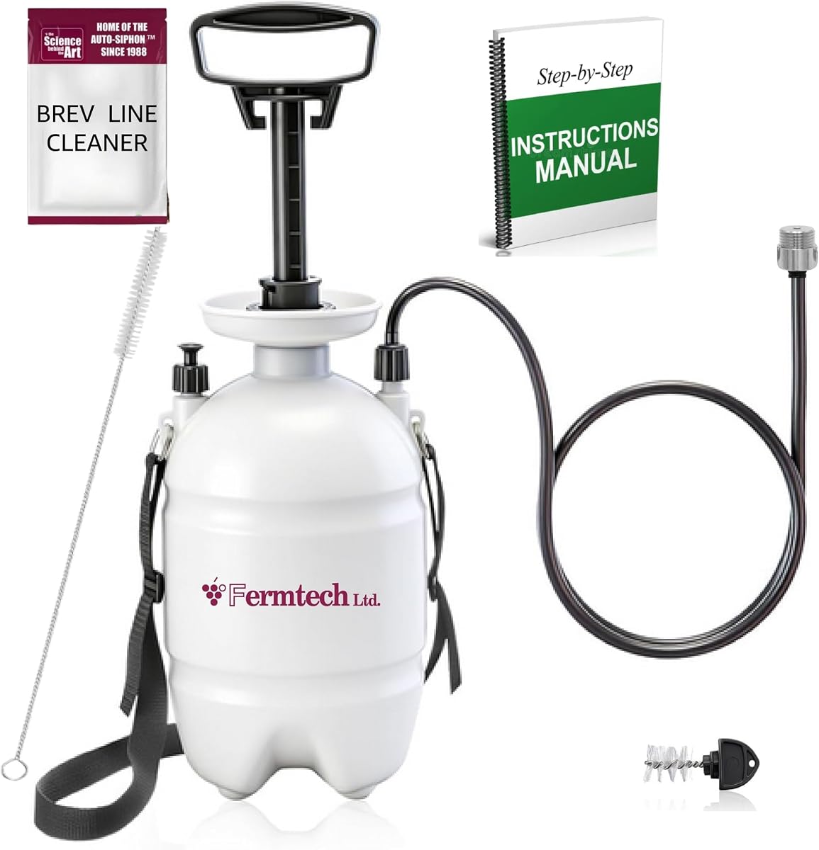 Beer Line Standard Beer Draft Keg Cleaning kit with 4oz Beer Line Powder Cleaner PBW compatible- Hand Pump Pressurized - Easy Safe to Use Keg Cleaner - w/Brush, Faucet Brush, Instruction Manual