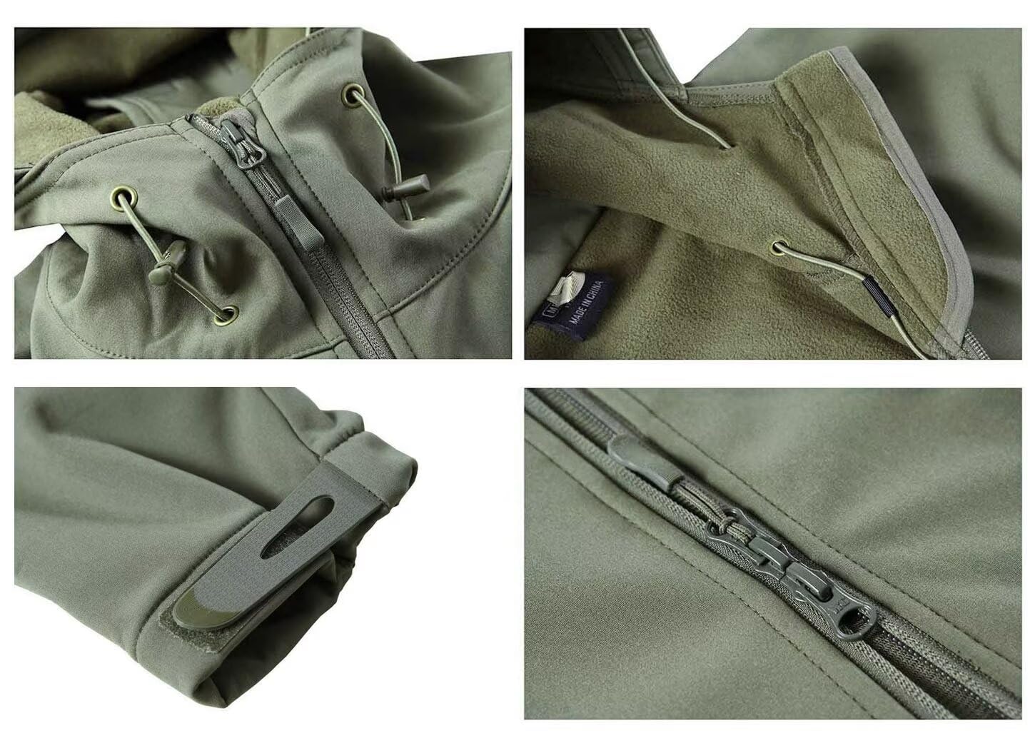 KEFITEVD Uomini Impermeabile Tattico Pile Giacche Giacca Combattimento Soft Shell Impermeabile Con Cappuccio Pieghevole Rimovibile