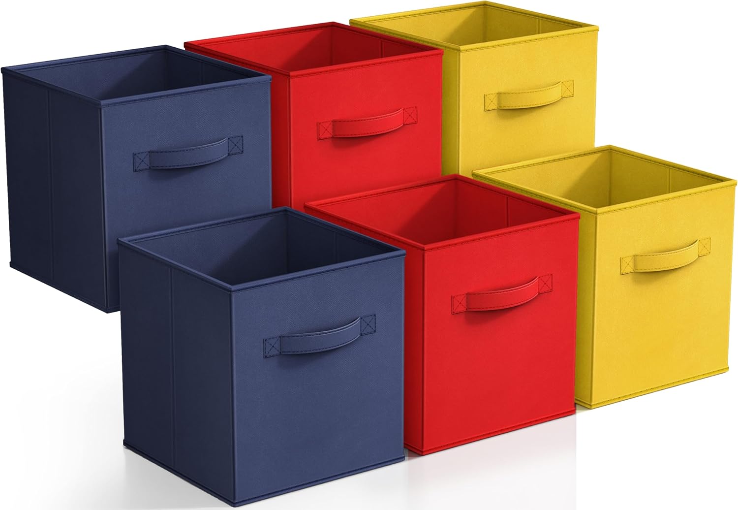 Sorbus Storage Cubes – 11″ Foldable Storage Bins with Handle for Nursery, Playroom, Closet Organizers and Storage – 6 Fabric Shelf Basket for Toys, Books, Clothes – Yellow Navy & Red Storage Bins Sorbus Storage Cubes – 11″ Foldable Storage Bins with Handle for Nursery, Playroom, Closet Organizers and Storage – 6 Fabric Shelf Basket for Toys, Books, Clothes – Yellow Navy & Red Storage Bins