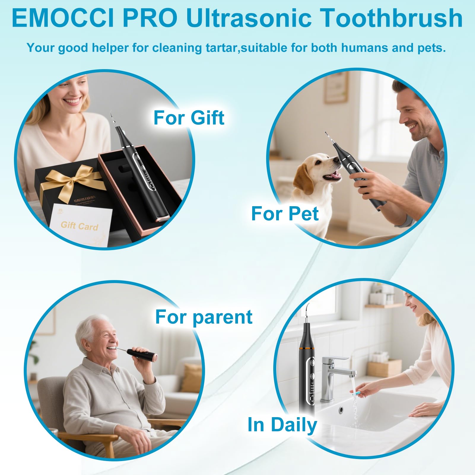Kit di Pulizia dei Denti per Animali Domestici, Kit per la Rimozione Della Placca Dentale, 5 Modalità di Pulizia, Kit di Rimozione Della Placca per Denti per Tartaro e Macchie,USB-C ricaricabile