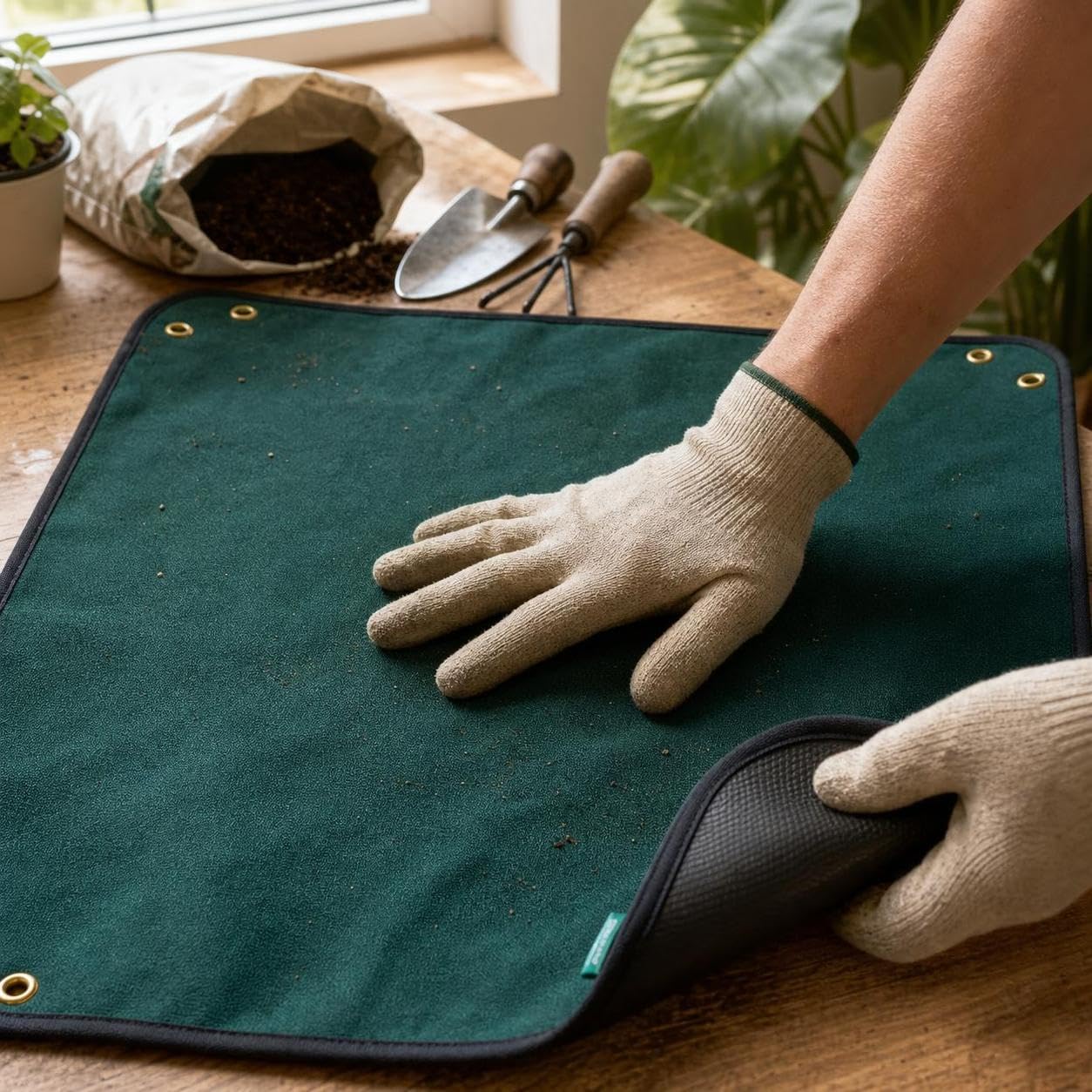 Tapis Jardinage Étanche Oxford, Matériau en Caoutchouc, Tapis Culture, Travaux pépinière, pour propriétaires, Style to 4, 75x75cm