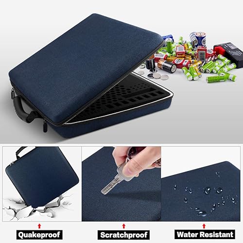 Miniatura 3 de Comecase Caja de almacenamiento organizadora de baterías extra grande, soporte para bolsa de transporte de garaje, soporta hasta 300 baterías AA AAA