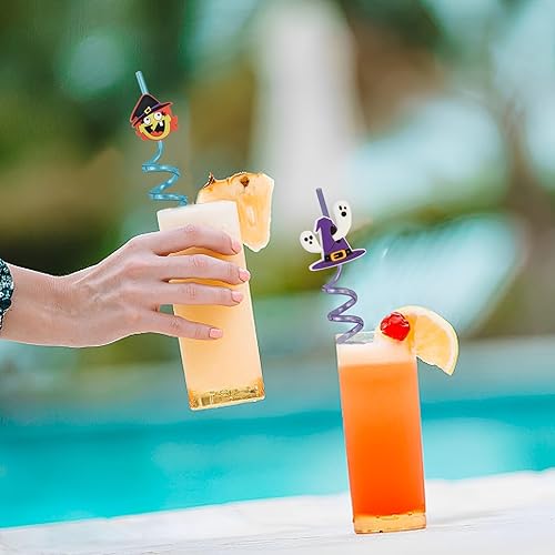 Miniatura 7 de 24 popotes para beber de Halloween, regalos de fiesta de Halloween, regalos de aula, calabaza, calavera, fantasma, bruja, pajitas, regalos para