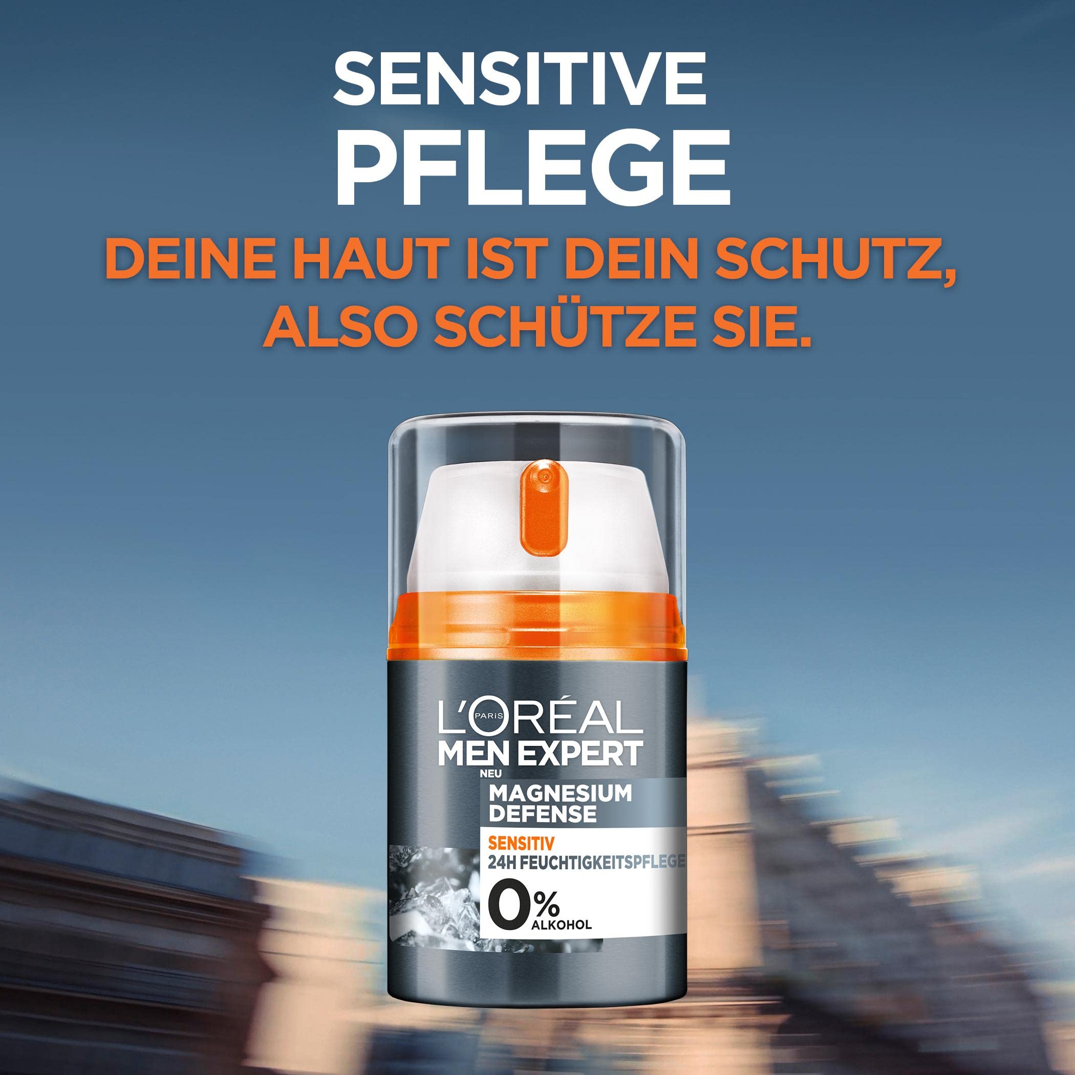 L'Oréal Men Expert Sensitiv pielęgnacja twarzy dla mężczyzn, kojący krem nawilżający do skóry wrażliwej, krem do twarzy dla mężczyzn z magnezem i kwasem hialuronowym, magnez Defense, 1 x 50 ml