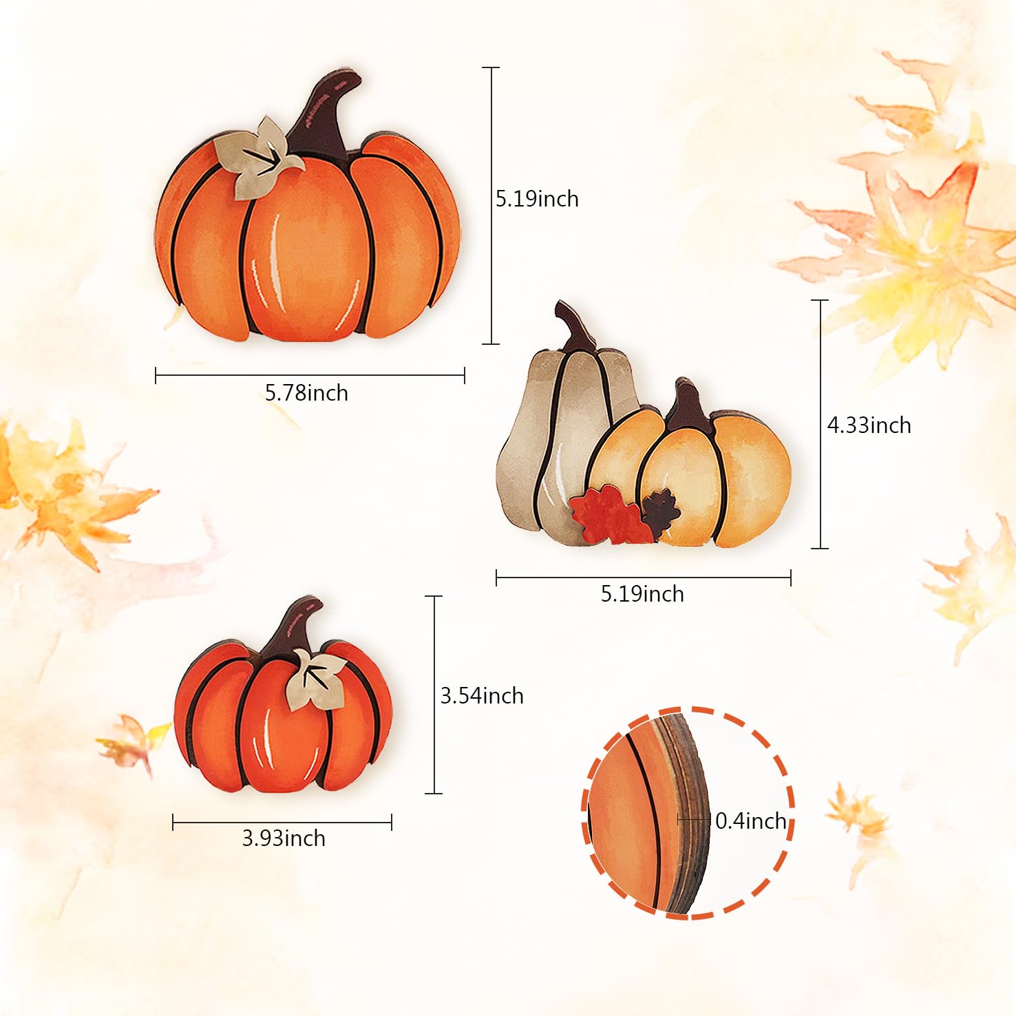 Hanroey 3 Pcs Autumn Pumpkin Decor- Fall Decorations for Home Table Decor, Wooden Pumpkin Thanksgiving Decorations for Fall Tiered Tray Decor