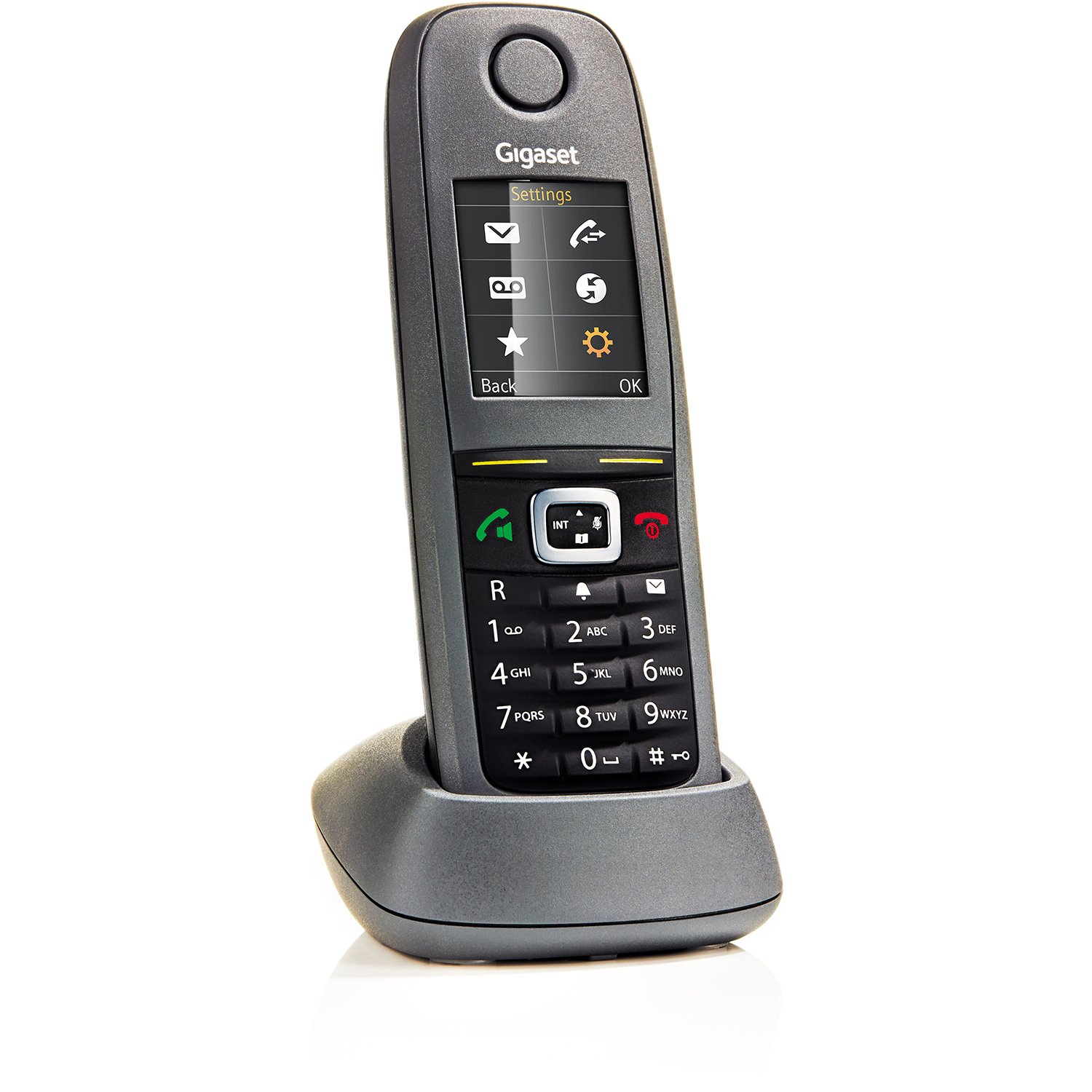 Gigaset R650H PRO Mobilteil Erweiterung mit Ladeschale- stoßfesten Gummigehäuse - wasserabweisend und staubsicher IP65, HD-Voice, LED für optische Rufanzeige, grau