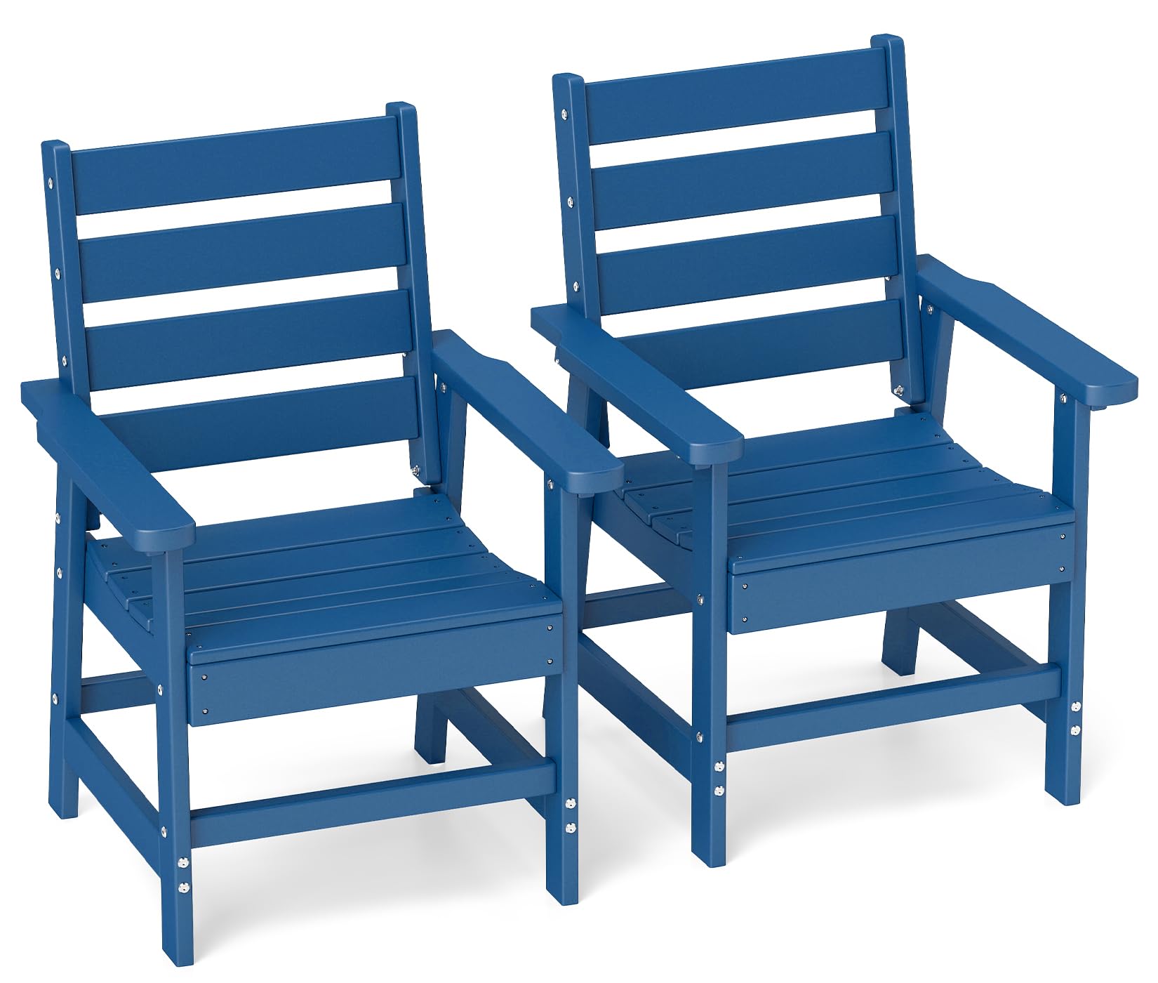 GREENVINES HDPE Outdoor Dining Chairs Set of 2, Curved Seat Chair, Blue