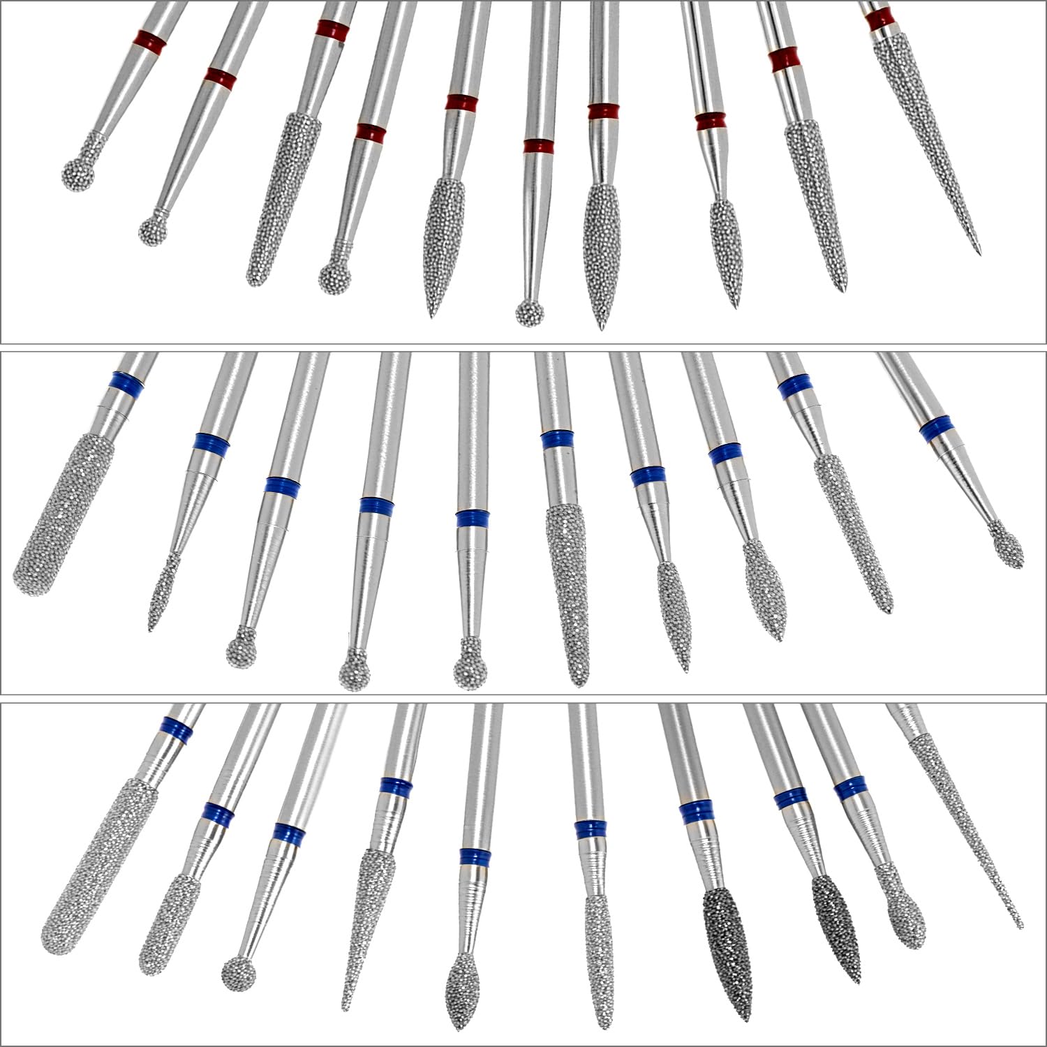 QWORK® 30 Pièces forets à ongles, embout ponceuse ongles, pour ongles en acrylique, en gel et soin des cuticules
