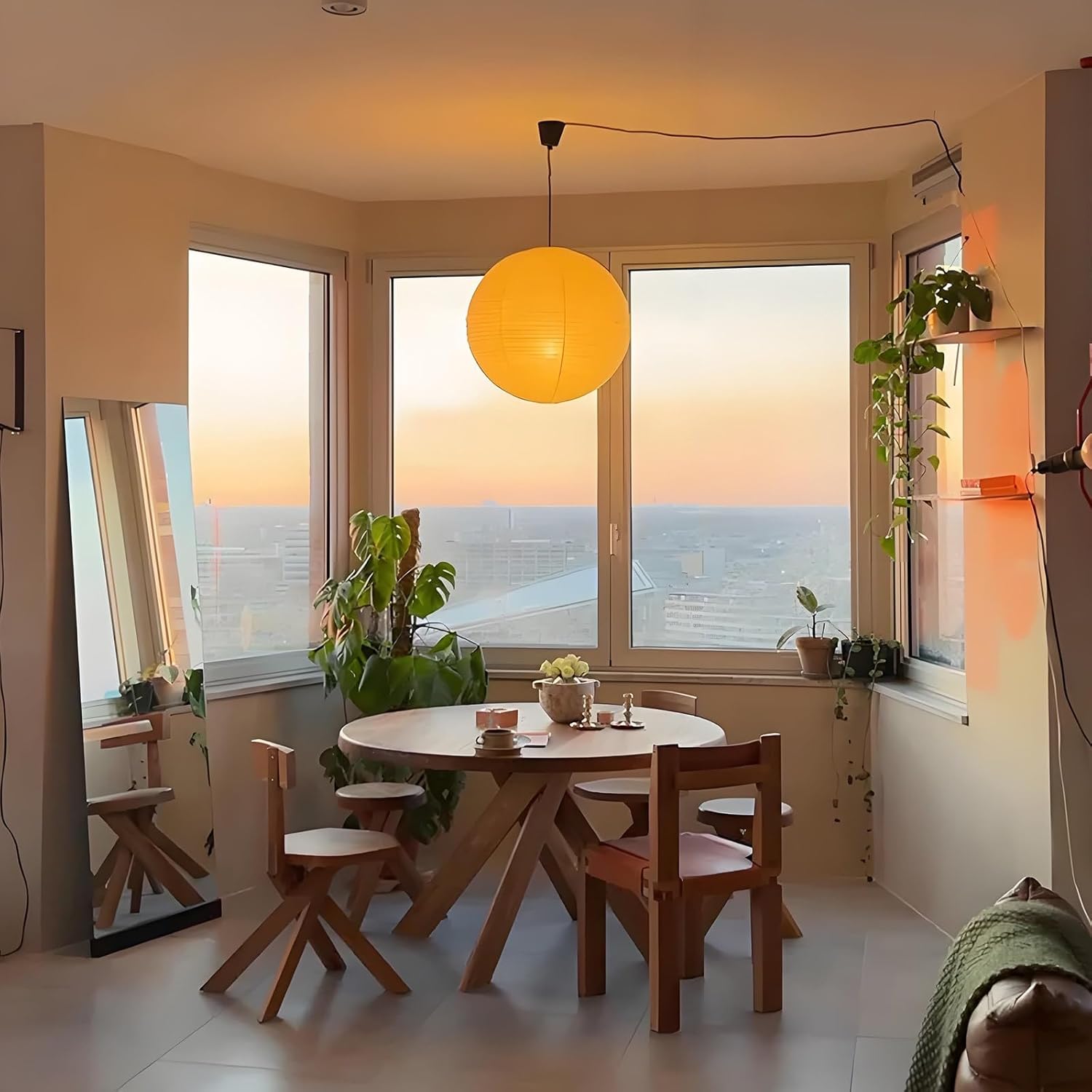 2 Pack Plug in Pendant Light,15 Ft Hanging Paper Lantern 12" White Paper Lamp Hanging Pendant Light with On/Off Switch for Birthday Wedding Living Room and Home Decor