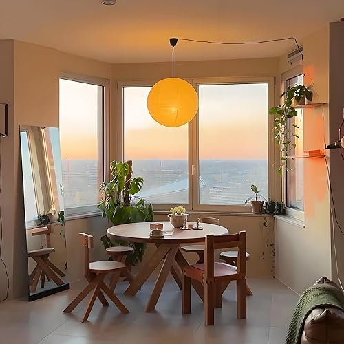 Miniatura 5 de Paquete de 2 lámparas colgantes enchufables, 15 pies, lámpara colgante de papel blanco de 12 pulgadas, lámpara colgante con interruptor de