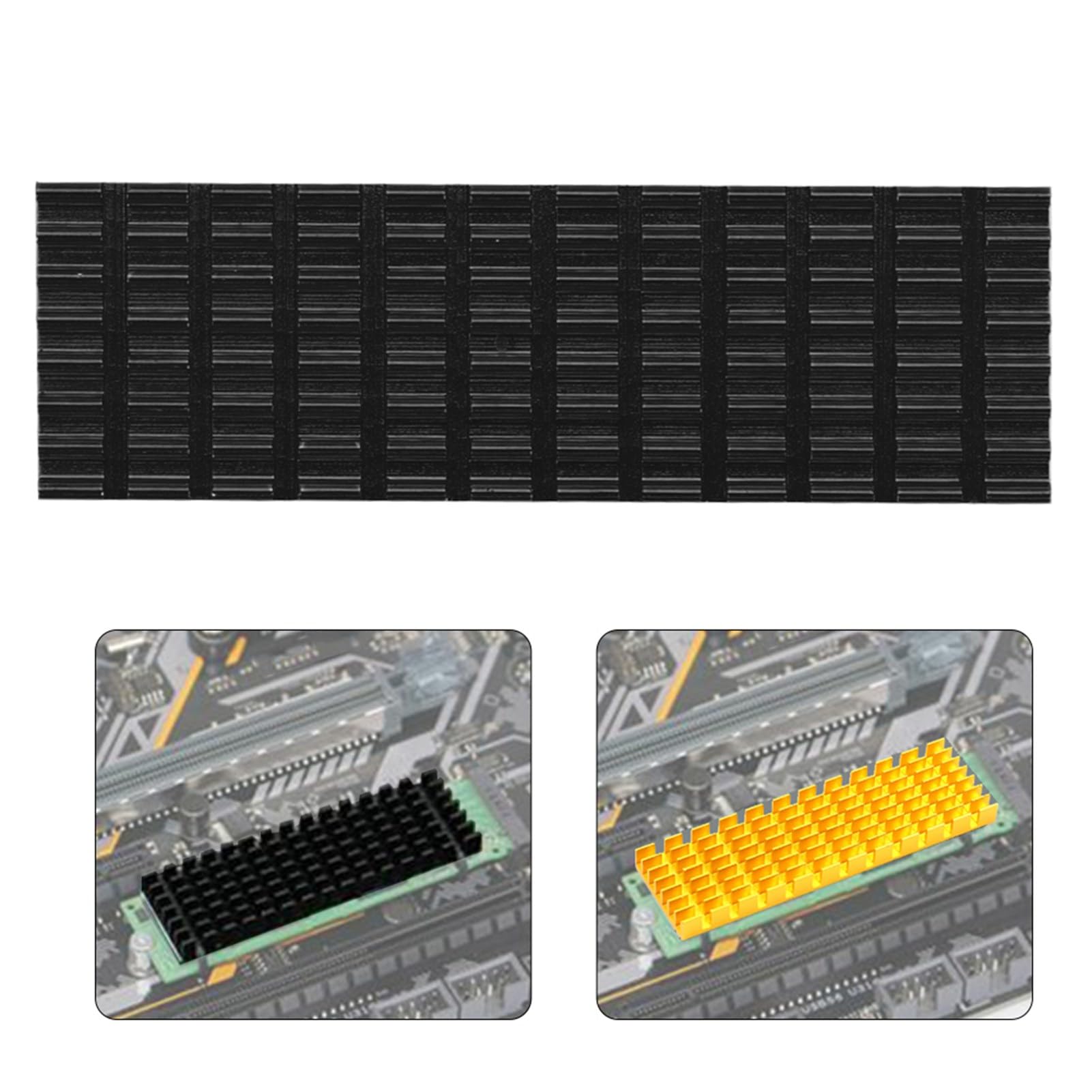 ASHATA PCIE M.2 SSD 2280 radiator, żebro chłodzące PCIE M.2 Chłodnica SSD do laptopa stacjonarnego, z głównym układem sterującym, nano przewodzące ciepło silikonowe żebro chłodzące (czarne)