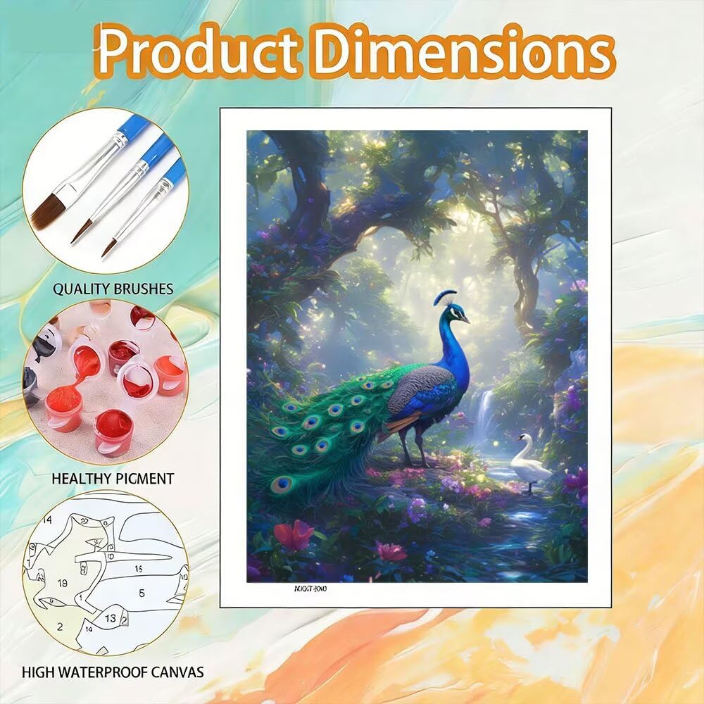Zestaw do malowania według liczb dla dorosłych, zestaw marzeń dla dzieci Peacock z pędzlami akrylowy Pigment malarstwo rysunek pomysł na prezent, dekoracja domu (bez ramki) 90 x 120 cm D6SS-633