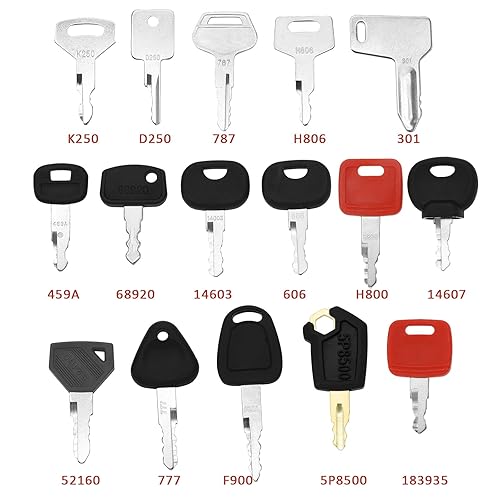 Miniatura 4 de Juego de llaves de arranque de encendido 16PCS RE183935 K250 787 68920 F900 14603 606 301 H806 D250 459A H800 52160 777 5P8500 14607 para excavación