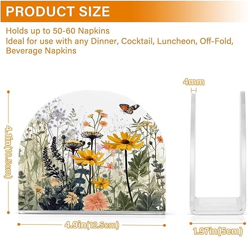 Miniatura 3 de Napkin Holder Wildflowers and Butterfly Napkin Holders for Tables, Clear Acrylic Napkin Holders Cocktail Napkin Holder for Kitchen Restaurant Bar