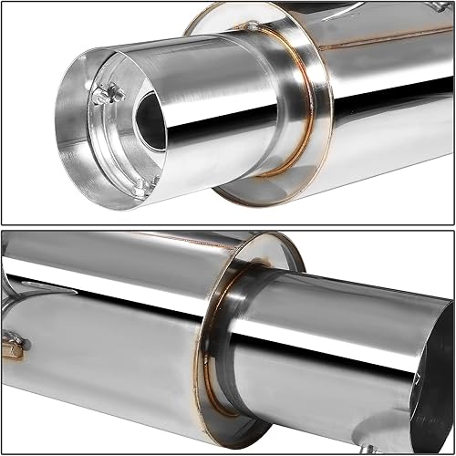 Miniatura 9 de Auto Dynasty Sistema de escape Catback de acero inoxidable con punta de silenciador enrollado de 4 pulgadas compatible con Honda Civic EX 1.7L 01-05