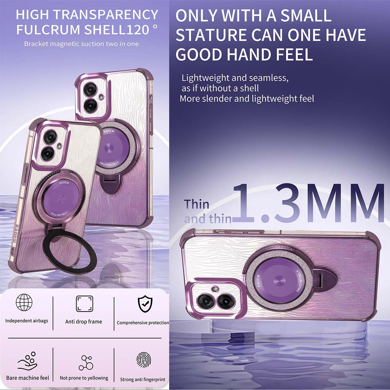 YUECXIN Glitter Cover For Motorola Moto G14 4G, Transparent