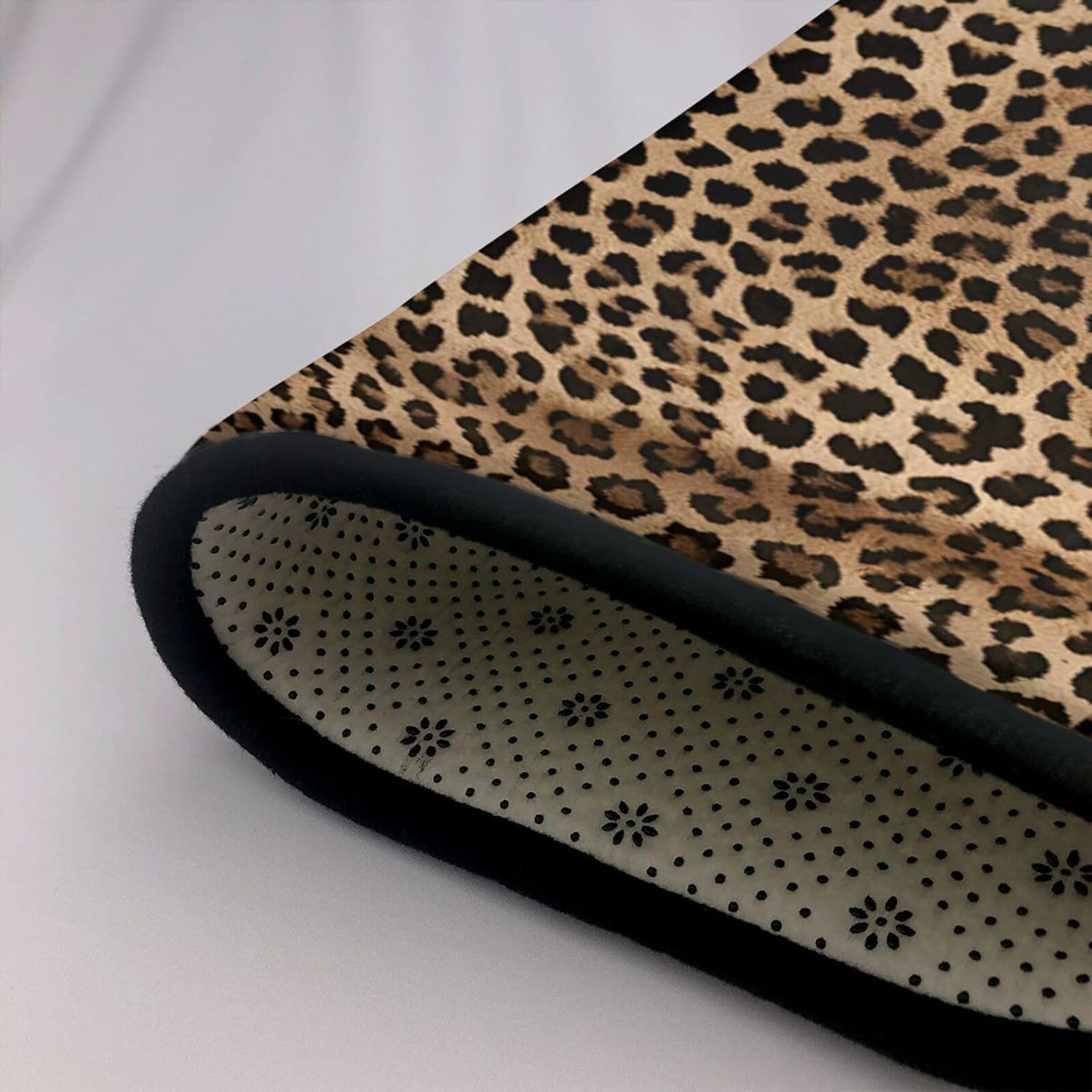 Flannel Non-Slip (Wild Leopard Animal) Rug Pad 80×50in Soft Washable Protective for Hardwood Floors Bedroom Bathroom Living Room