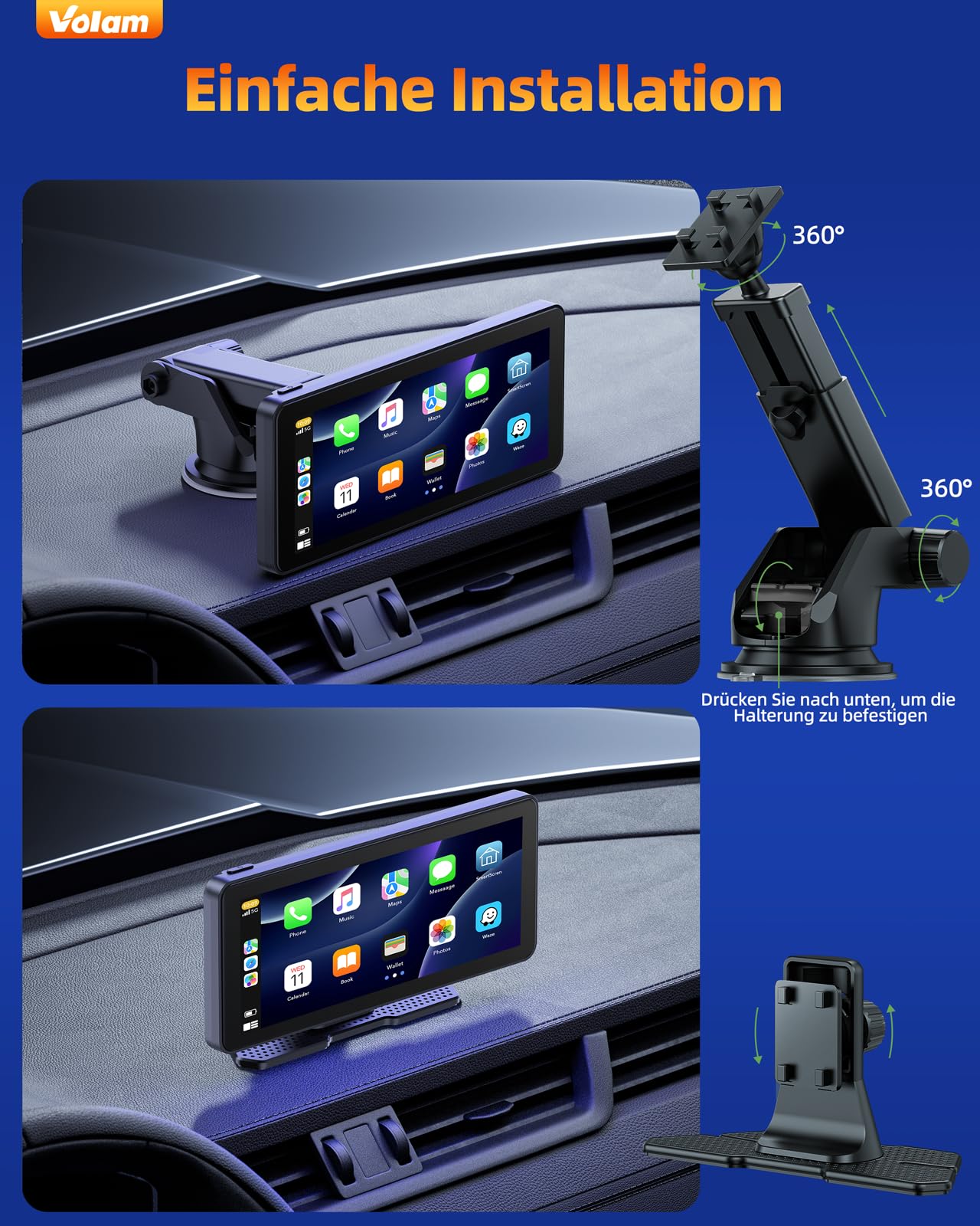 Autoradio Wireless Android Auto di Apple touchscreens IPS 6,86'' fotocamera di backup 1080p ricevitore digitale con Siri Google Play/GPS Navigation/Bluetooth/MirrorLink Video