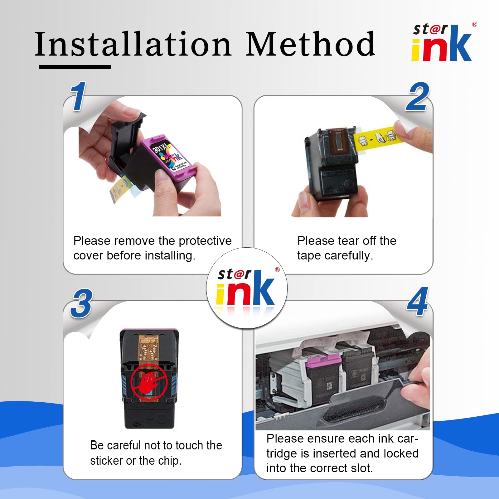 Starink Remanufactured wkłady kompatybilne z HP 301 301XL Multipack do HP DeskJet 1000 1050 1050A 2000 2050 2050A 2510 2540 3000 3010 3050A 3510 Envy 45070 5530 OfficeJet 2620 4630