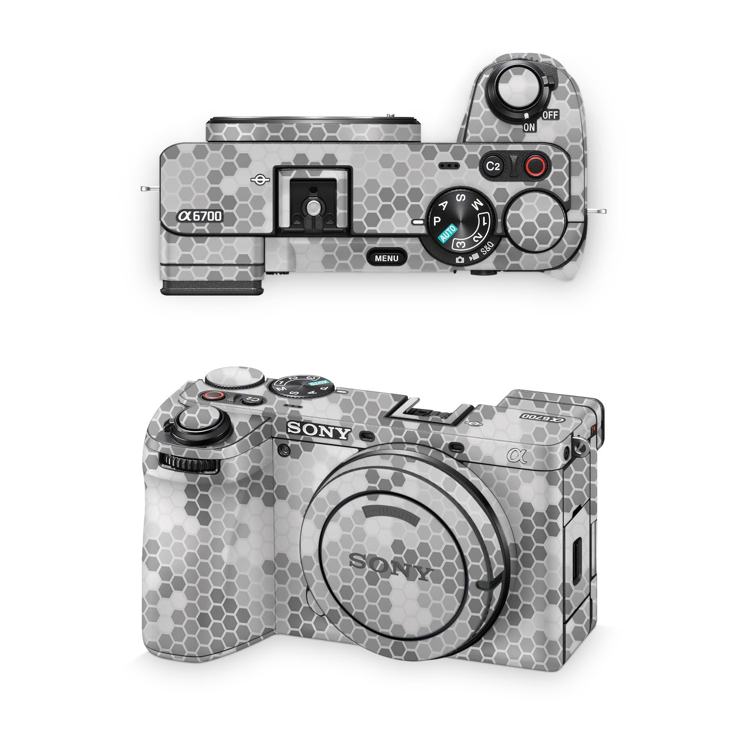 Camera Skin Compatible with Sony A6700 Mirrorless Camera (2023) - Camo Hexadots - Premium 3M Vinyl Protective Wrap Decal Cover - Easy to Apply | Crafted in the USA by MightySkins