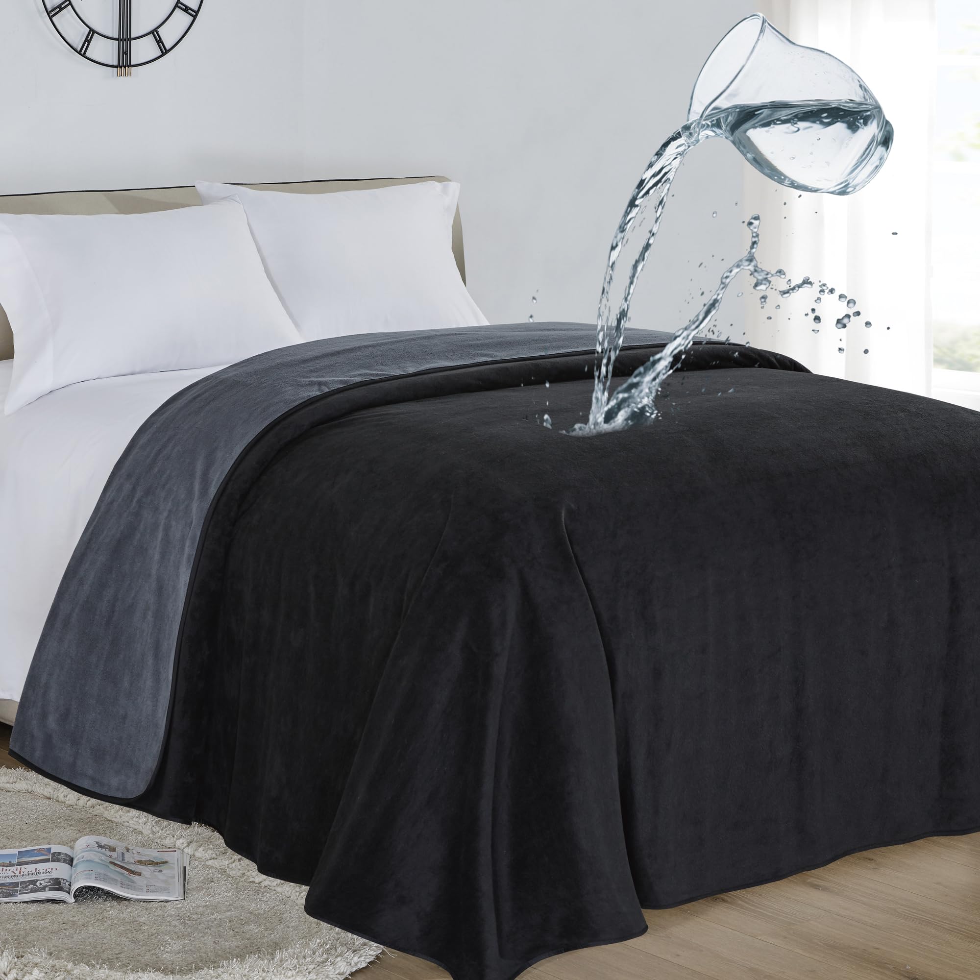 softan, coperta impermeabile al 100% a prova di perdite, per bambini, adulti, animali domestici, cani, gatti, protezione a 3 strati, per letto, divano, King/Queen 230 x 230 cm