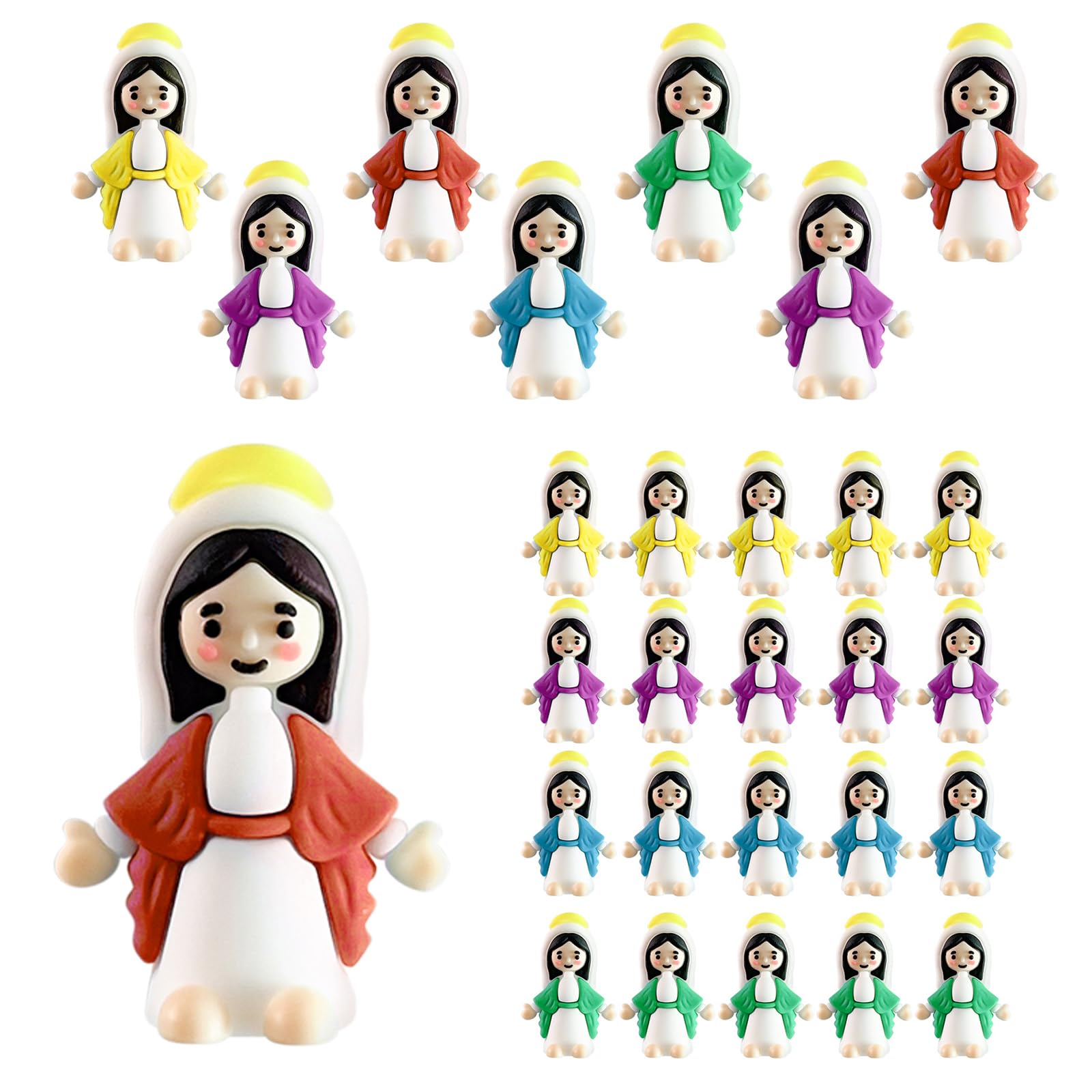 Qxiao Random Color 50 Pcs Little Virgin Mary Figurines Miniature Virgin Mary Doll To Hide And Seek Religious Gifts Catholic Blessed Mother Sculpture Home Decor Christ Savior Doll Favor For Hide Christmas Party Favors