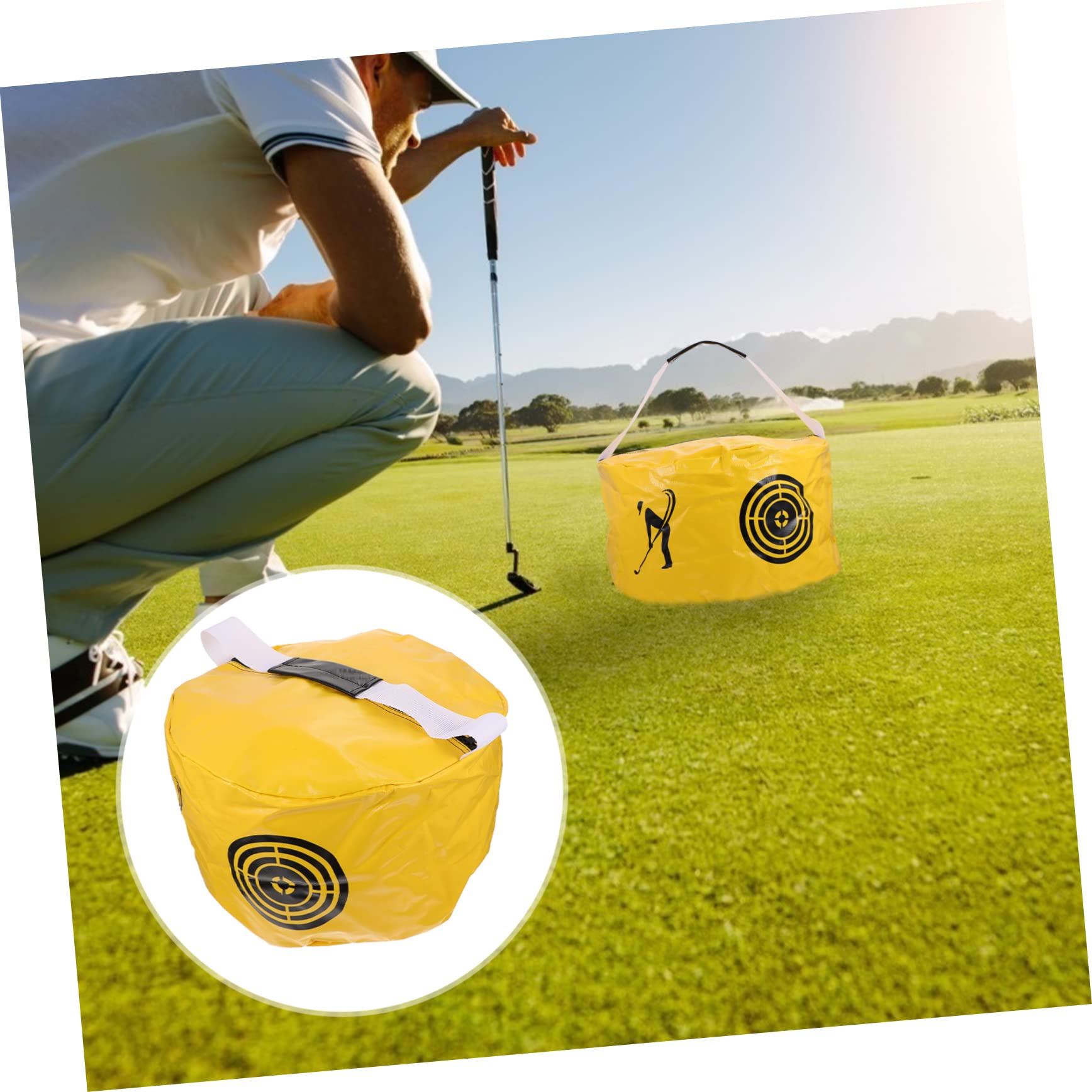 ibasenice Bolsa Precisión Amarillo Entrenamiento de Swing en de Golf, PVC Ayuda de Práctica Segura Mejorar la Impacto para Casa Aire Libre