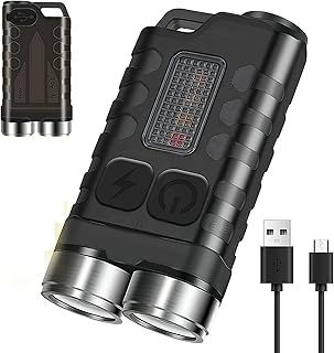 MOHLAN LED Keychain Flashlight Mini Rechargeable Pocket Flashlight, 10 Light Modes, 900 Lumens EDC Flashlight with UV Side Light & Magnetic Tail Base for Camping, Hiking, Detecting