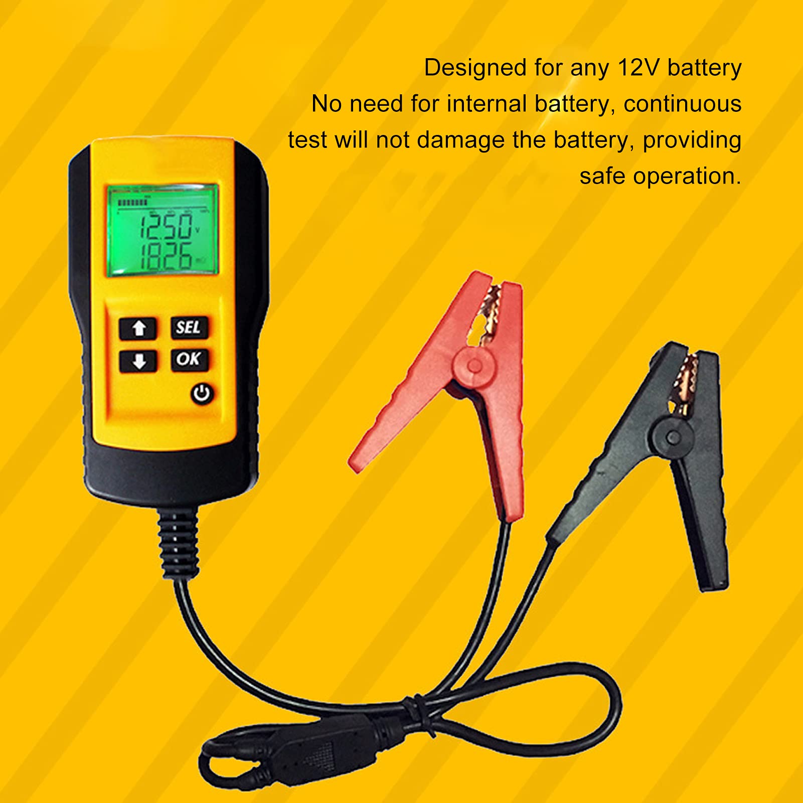 Yosoo Health Gear Testeur de Batterie Analyseur Numérique de Batterie de Voiture AE300 pour Batteries 12 V Écran LCD rétroéclairé avec Lectures de Résistance de Tension CCA pour Conducteurs