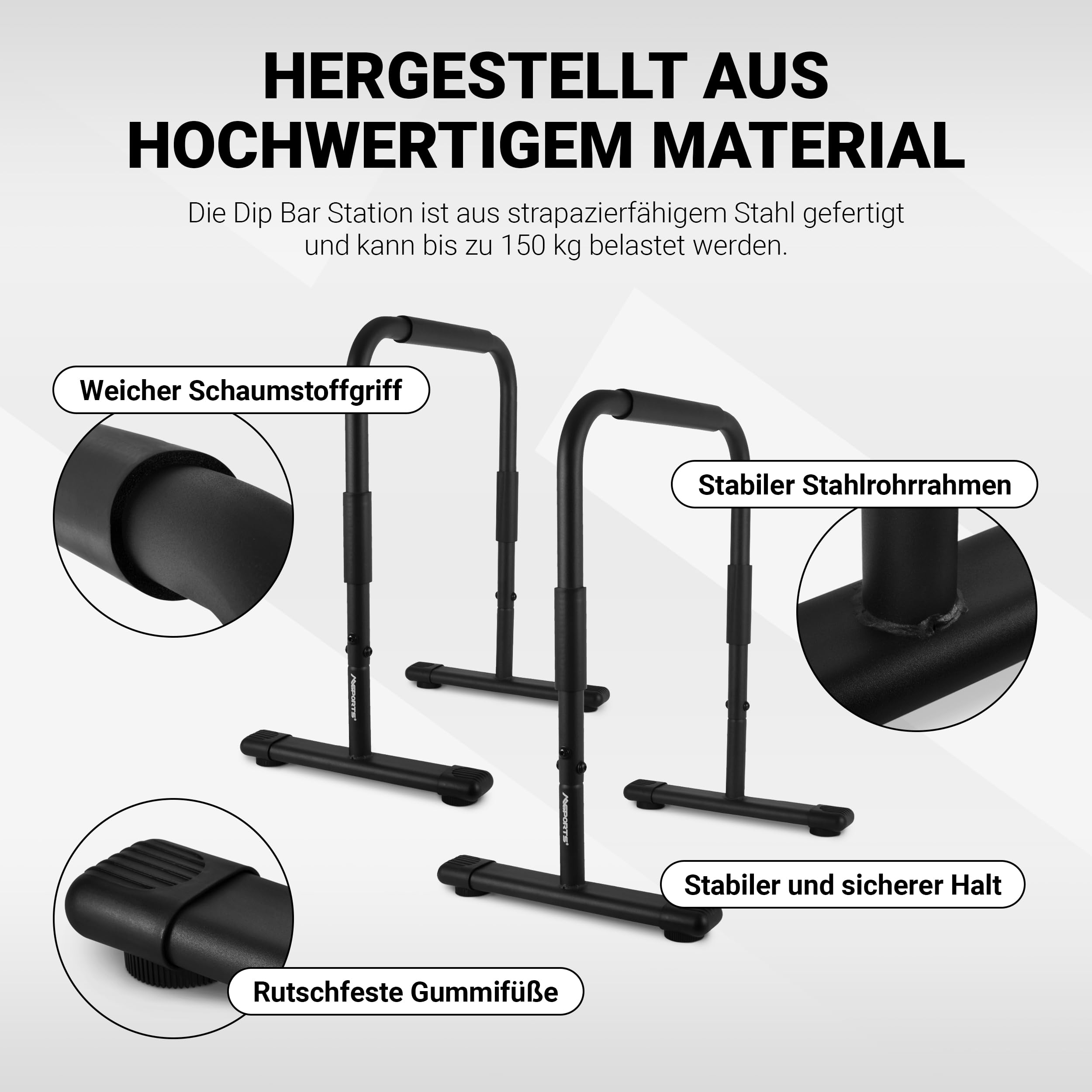 Paralet do dipów Barren Fitness Parallettes Premium (para) 80 x 65 cm | Push Up Stand Bar I Dip Station I Fitness Rack